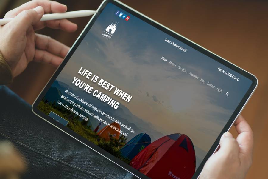 Camping WordPress Template Tablet Image