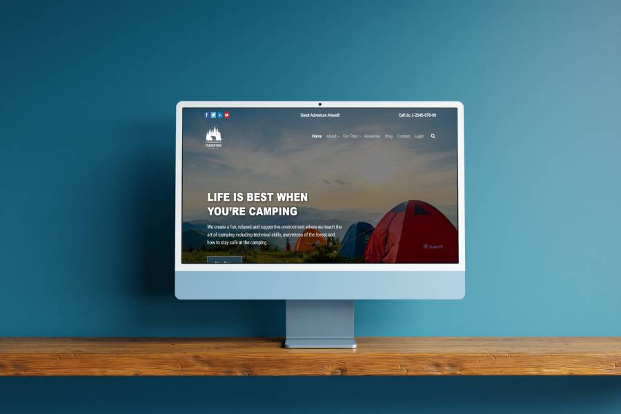 Camping Website Template Desktop Image