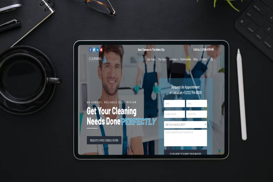 Cleaning Service WordPress Template Tablet Image