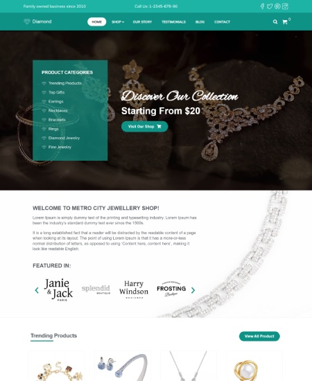 Diamond Jewellery eCommerce WordPress Theme : WordPress Jewelry Theme eCommerce