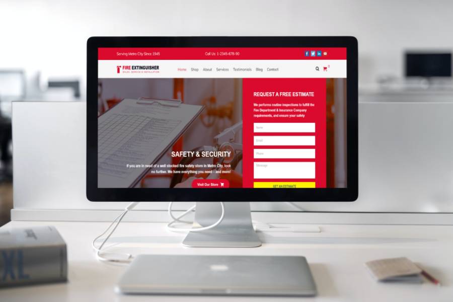 Fire Extinguisher Website Template Desktop Image