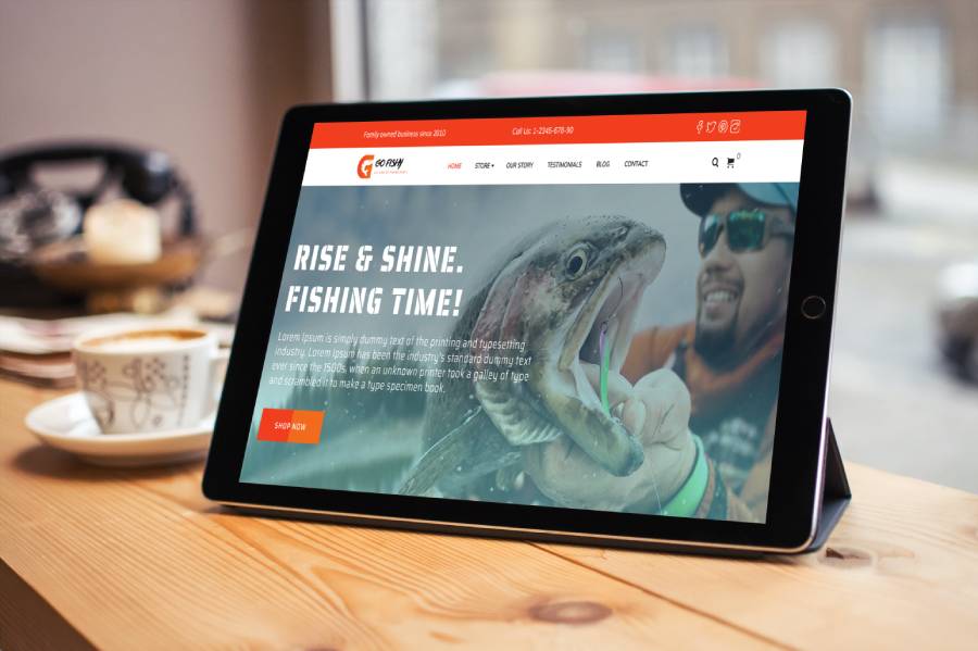 Fishing WordPress Template Tablet Image