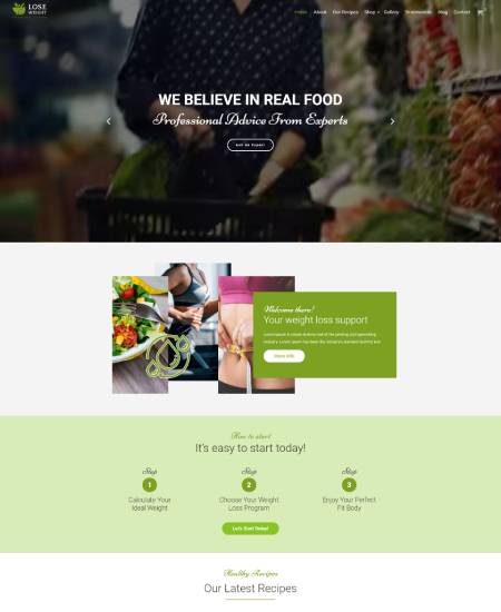 Lose Weight: Fitness Nutrition WordPress Theme