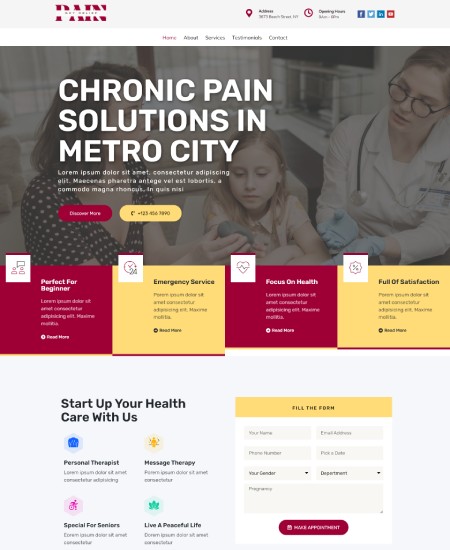 Pain Management WordPress Theme – Physiotherapy & Health Template