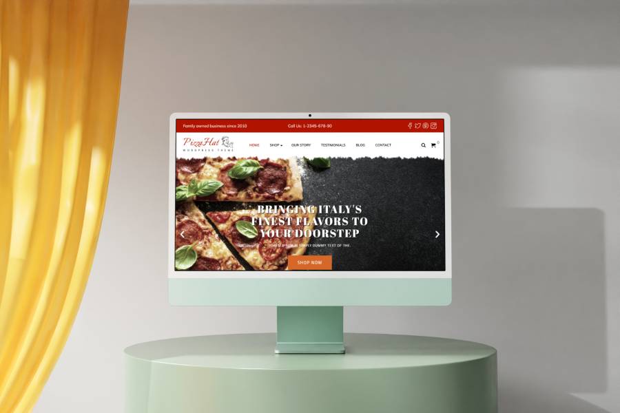 PizzaHat Website Template Desktop Image