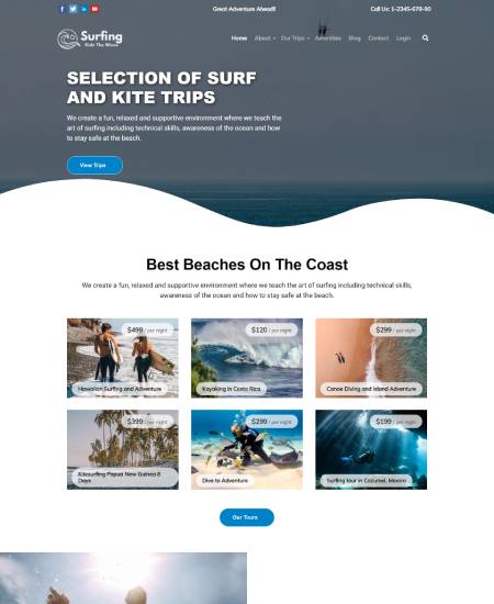 Surfing WordPress Theme – Adventure Tours and Travel Theme