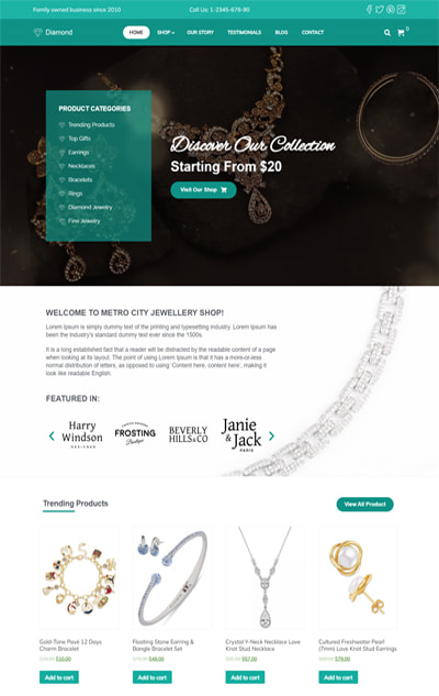 Diamond Jewellery eCommerce WordPress Theme : WordPress Jewelry Theme eCommerce