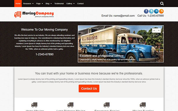 Moving Company WordPress Theme