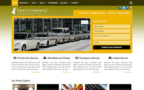 Taxi Company WordPress Theme