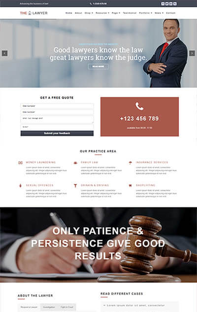 The Lawyer WordPress Theme – Website Template For Lawyers and Attorneys
