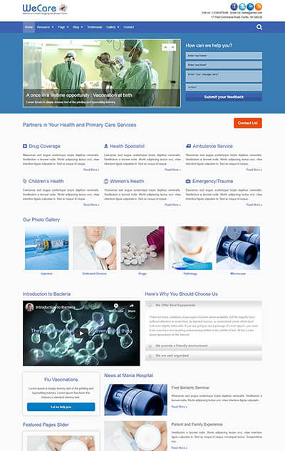 WeCare Medical WordPress Theme