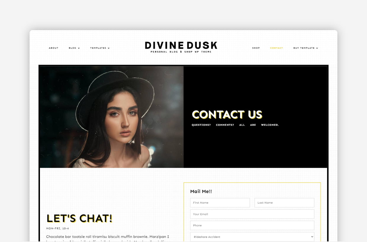 Devine Dusk Website Template Desktop Image